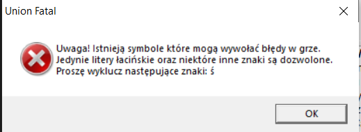 Błąd UnionFatal — polskie znaki w ścieżce